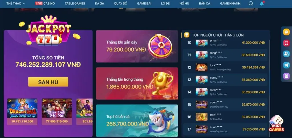 Đa dạng trò chơi Nổ Hũ tại Phú Quốc Casino Online